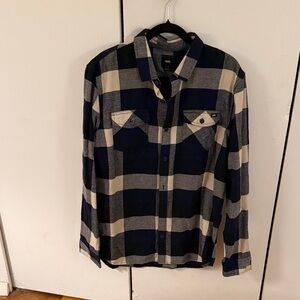 Vans Navy and Cream Plaid Button Down Shirt